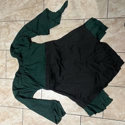 Green and Black Two-Tone Mini Dress