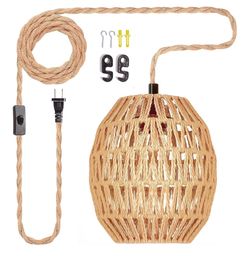 Egg shade cute mini boho rattan light