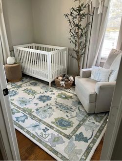 Fame Living-Green Oushak, Vintage, Turkish Floral Rug