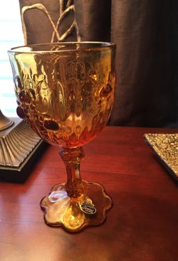Fenton stemmed amber goblet