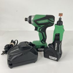 Hitachi 10.8 Cordless Impact Driver & Rotary Tool W/ 2 Batteries & Charger 