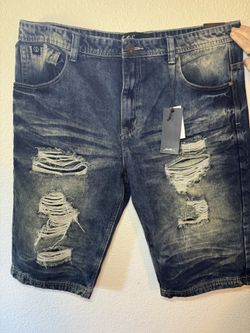 Switch Remarkable Men’s denim Shorts Tan Washed Holey Size 38