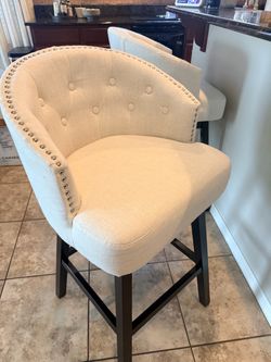 Tufted Upholstered Bar Stools - Set of 2