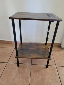 Rustic Side Table with USB Charging Ports & Outlet