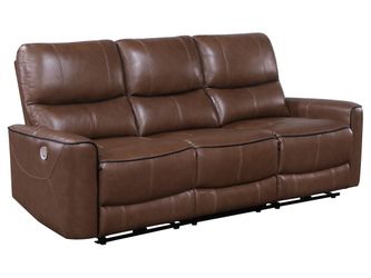 Greenfield Saddle Brown Power Reclining Sofa