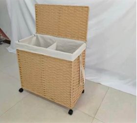 Double laundry hamper with lid and wheels new in box 📦