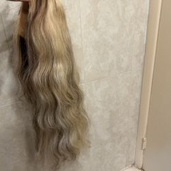 100% Human Hat 30 Inch Used Highlight Wig 