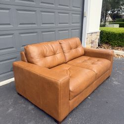 Classic Leather Loveseat | Caramel Brown Finish