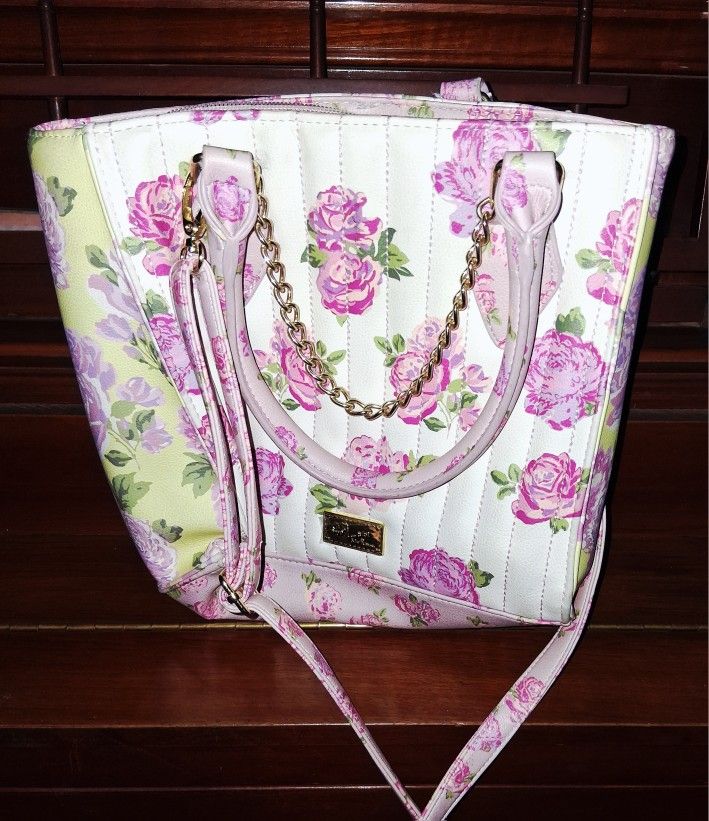 Betsey Johnson Floral Pink Rose Leather Purse
