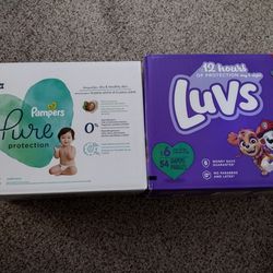 2 Packs Of Diapers Pamper Size 3 Luvs Size 6 New Never Opened