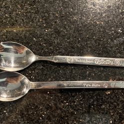 2 Children Engraved Spoons: My Little Penguin PORORO & Tiro Miro