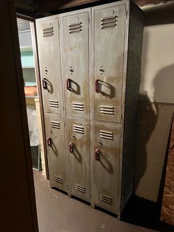 Vintage Metal Double-Tier Lockers