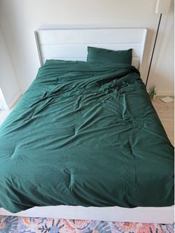 White Upholstered Queen Storage Bed Frame