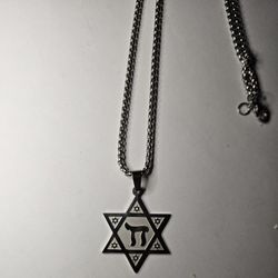 UNIQUE JEWISH STAR CHAI UNISEX SILVER 24"CHAIN FAITH NECKLACE
