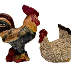 Rooster +  Hen Salt Pepper Shaker Set, Blue Sky, Aurther GoldMinc, Stoppers