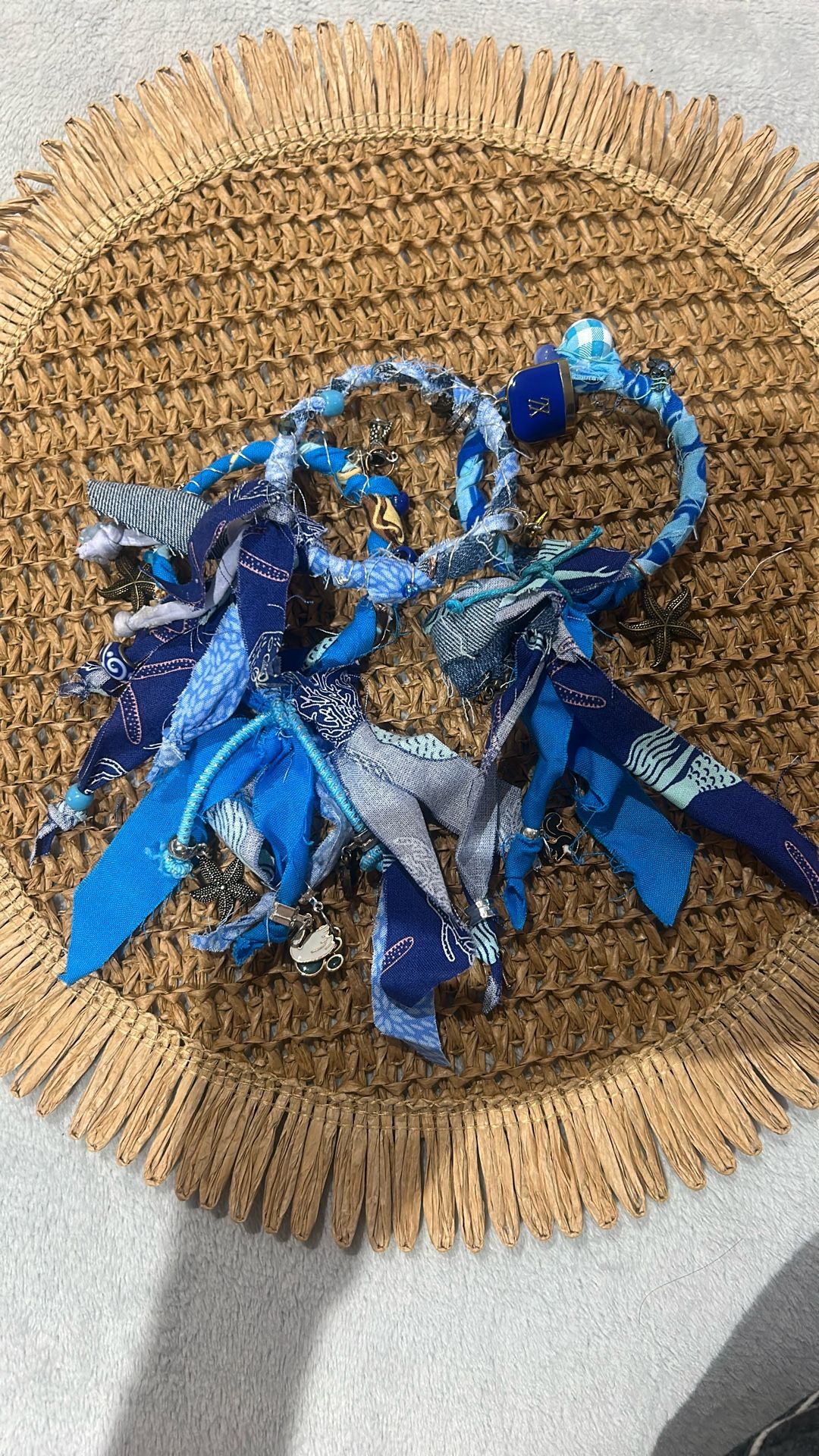 Bohemian Bracelet Set Fabric Bandanas Charms