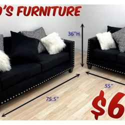 Brand New Black Velvet Sofas 