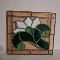 Vintage Stained Glass Floral Design In Great Condition
