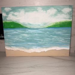 Original Florida Coastal Beach Painting on Canvas 40x30 Large Wall Art