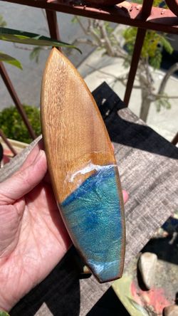 Handmade Walnut with Ocean Resin Overlay Surfboard Bottle Openers