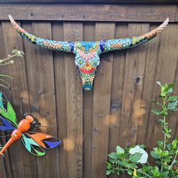 Talavera Longhorn Wall Decoration. Talavera Skull, Clay Pots,Planters,Plants, Pottery.