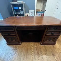 Hooker - Executive Office Desk, Computer Credenza + Credenza Hutch, Lateral File Desk
