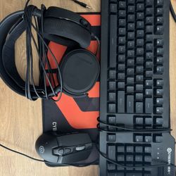 Steel Series Headphones , CyberPower Keyboard And Mouse 