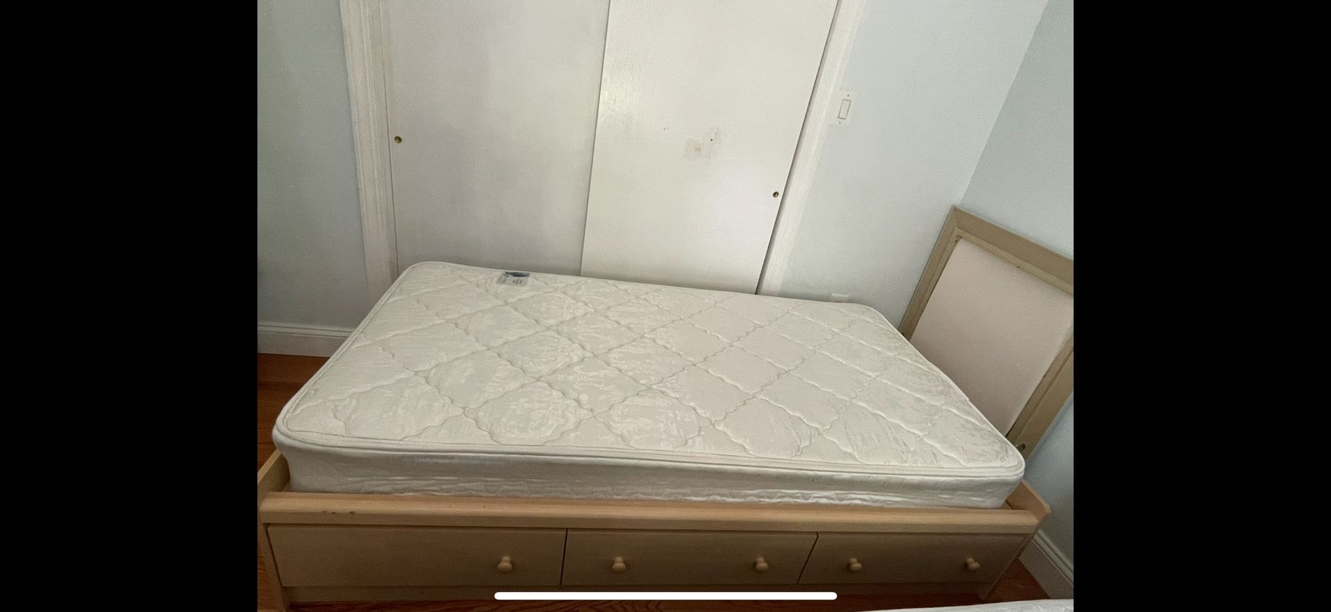 Twin Bed With Three Big Drawers, New Mattress 