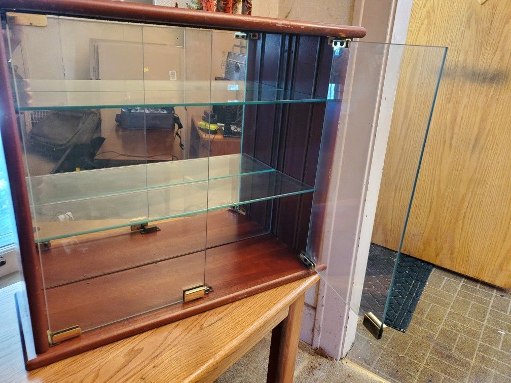 Display Case, glass shelves.