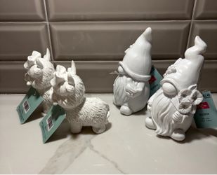 2 spring dragonfly butterfly bird gnome 2 highland cow w/ rose paint your own plaster figurines decorations