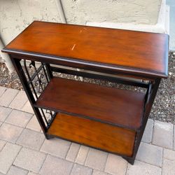 3 Tier Wooden Shelf Stand w/ Metal Accent