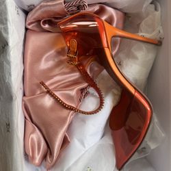 Amina Muaddi - Designer Shoes - BRAND NEW with BOX - Size 36 / US 6 - Orange Ursina Pumps