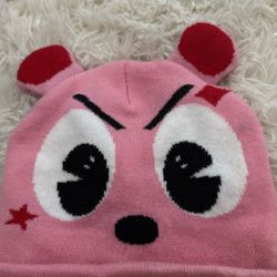 Pink And White Beanie Hat