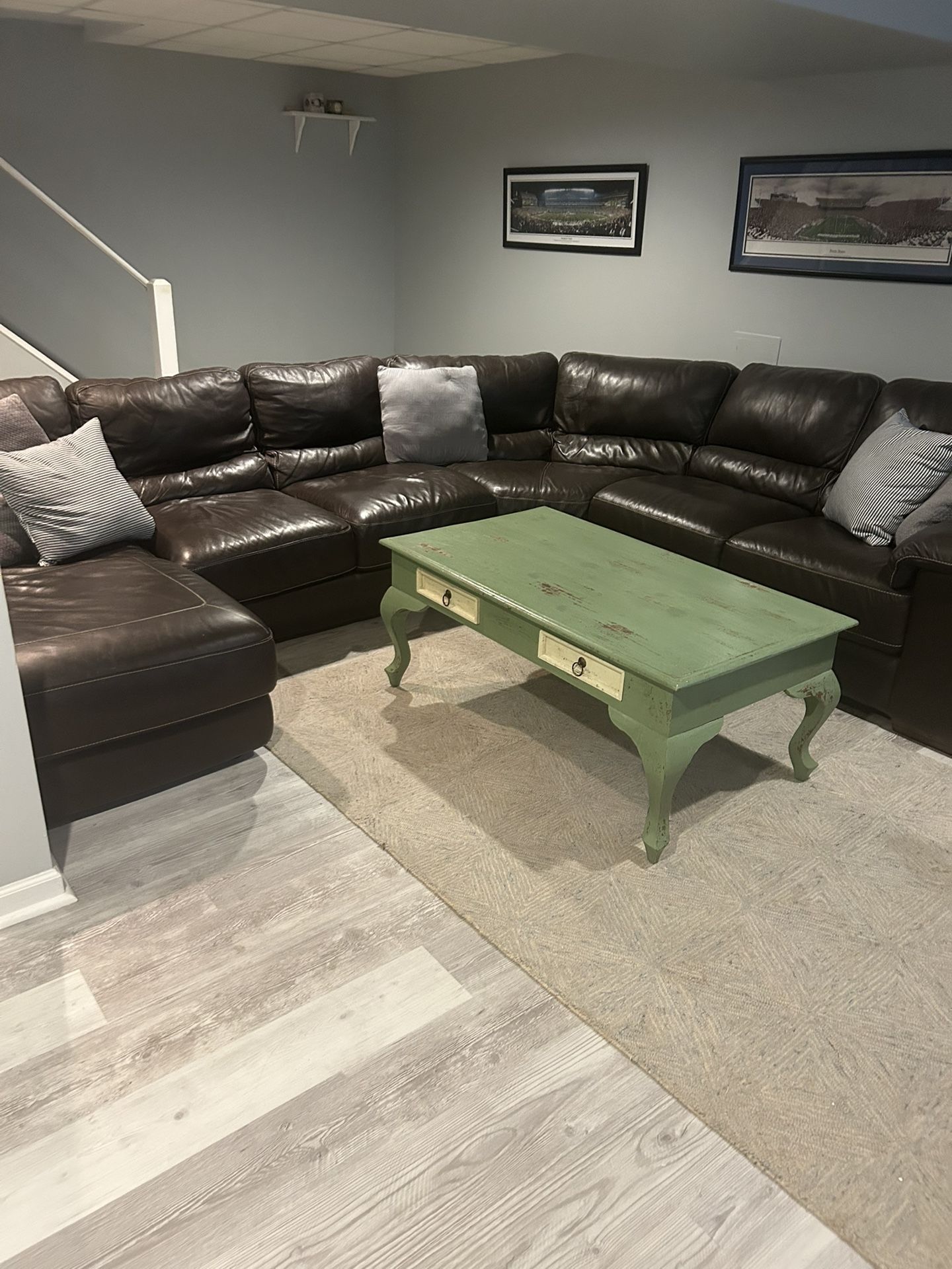 Dark Brown Leather Sectional