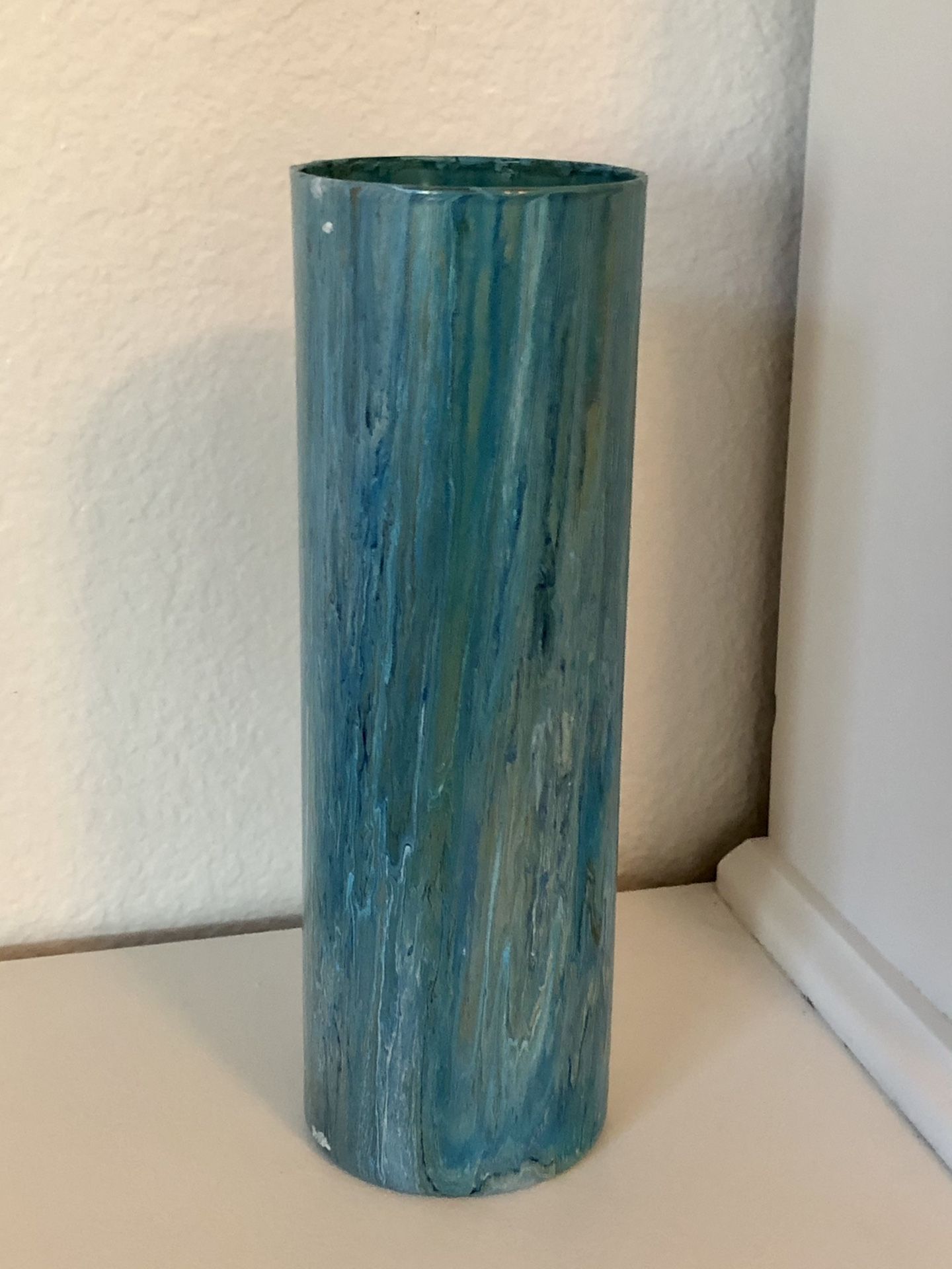 Tall Glass Painted Vase: 10.5” x 3.5”