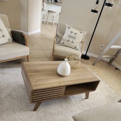 Ensley Coffee Table, Mid Century Modern Coffee Table Farmhouse Wood Coffee Table for Living Room