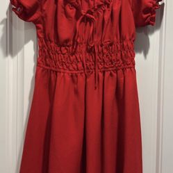 Red Peasant Style Dress