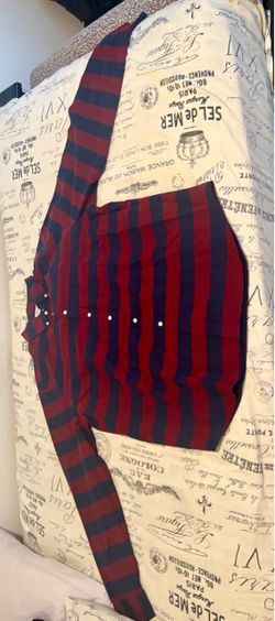 Long Sleves Red and Dark Stripes Shirt XXL