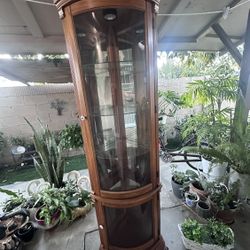 Vintage Corner Curio Cabinet W/ Glass Shelves 