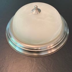 Progressive Lighting 3 Light Brushed Nickle Flush Mount with Etched Glss