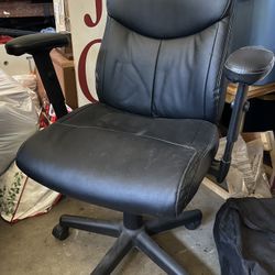 Black Leather Rolling Office Chair