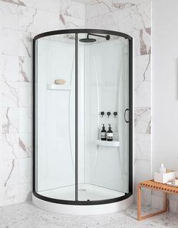OVE Decors Breeze 32” Corner Sliding Shower Door Matte Black - Like New