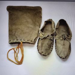 Handmade Women's Suede Home Slippers/Moccasins Super Soft Olive, Size 6,5