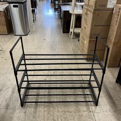 SONGMICS 3-Tier Shoe Rack Organizer Metal Storage Shelf - Black