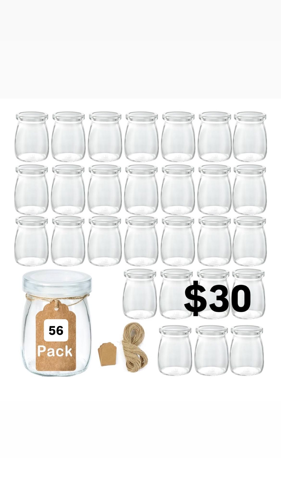 56 Mini Glass Jars With Lids New