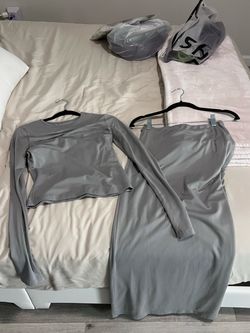 Grey Loungewear Skirt Set
