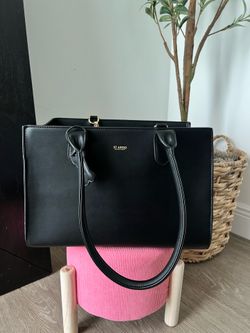 ST ARGO Melbourne Black Leather Dog Travel Tote Bag