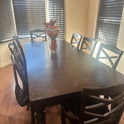 Dark Wood Dining Table 