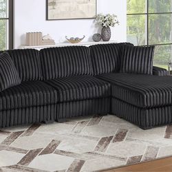 2-Piece Reversible Sectional Set Reversible Chaise + 2 Seat Sofa  Color: Onyx    ☎️📲(213)713-74-89.     Seccional de 2 Piezas color negro Nuevo en Ca