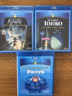 Studio Ghibli 3 movies Blu-ray all for 30, Disney marvel Harry Potter DC movies Bluray and dvd collectibles